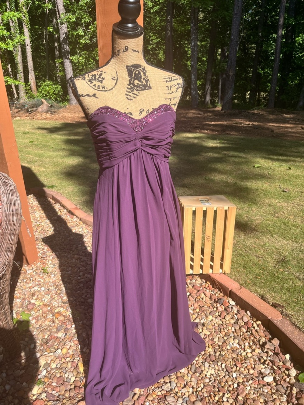 Strapless Purple Evening Gown